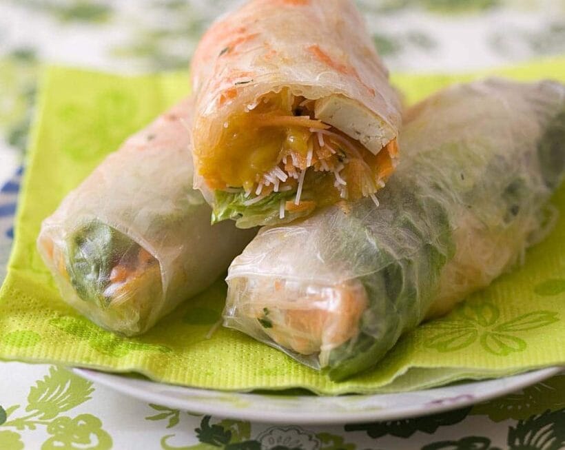 Delicious Marinated Tofu and Vegetable Spring Rolls