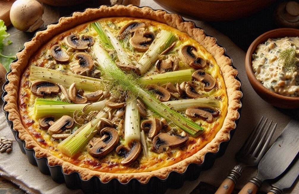 Leek and Mushroom Quiche with Sunflower Seed Crust